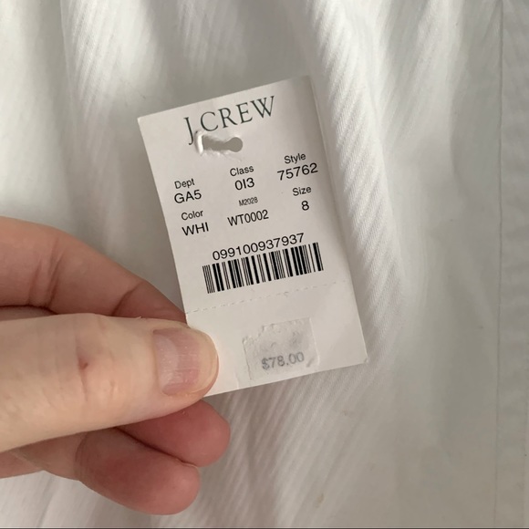 J.Crew white cotton circle skirt with bow tie and zip at hip NEW Size 8 - Picture 6 of 10